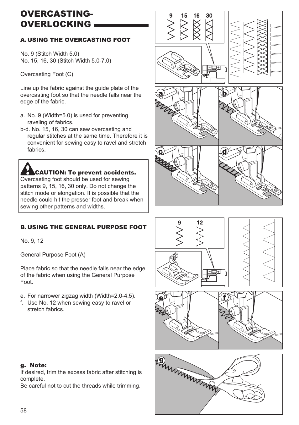 Overcasting- overlocking | SINGER 9980 QUANTUM STYLIST User Manual | Page 58 / 108