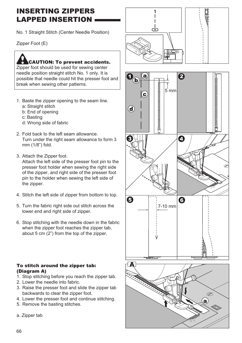 Inserting zippers lapped insertion | SINGER 9980 QUANTUM STYLIST User Manual | Page 66 / 108