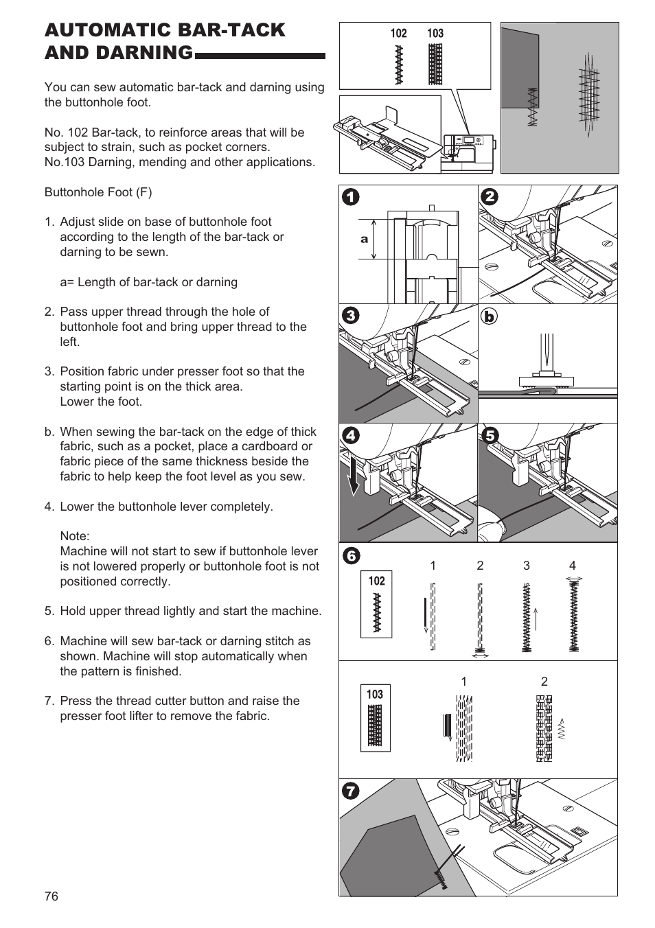 Automatic bar-tack and darning | SINGER 9980 QUANTUM STYLIST User Manual | Page 76 / 108