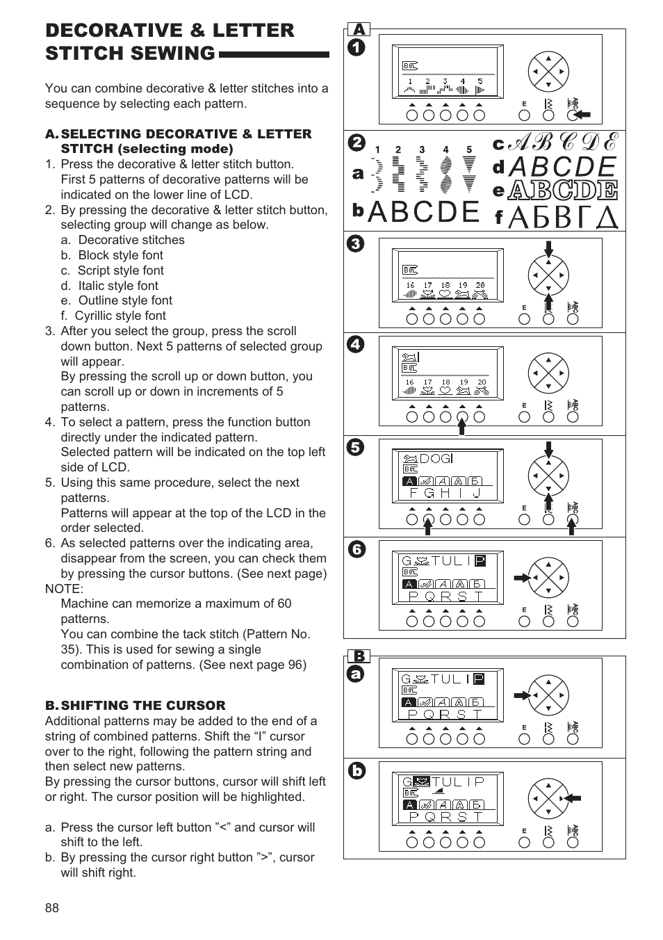 Decorative & letter stitch sewing | SINGER 9980 QUANTUM STYLIST User Manual | Page 88 / 108