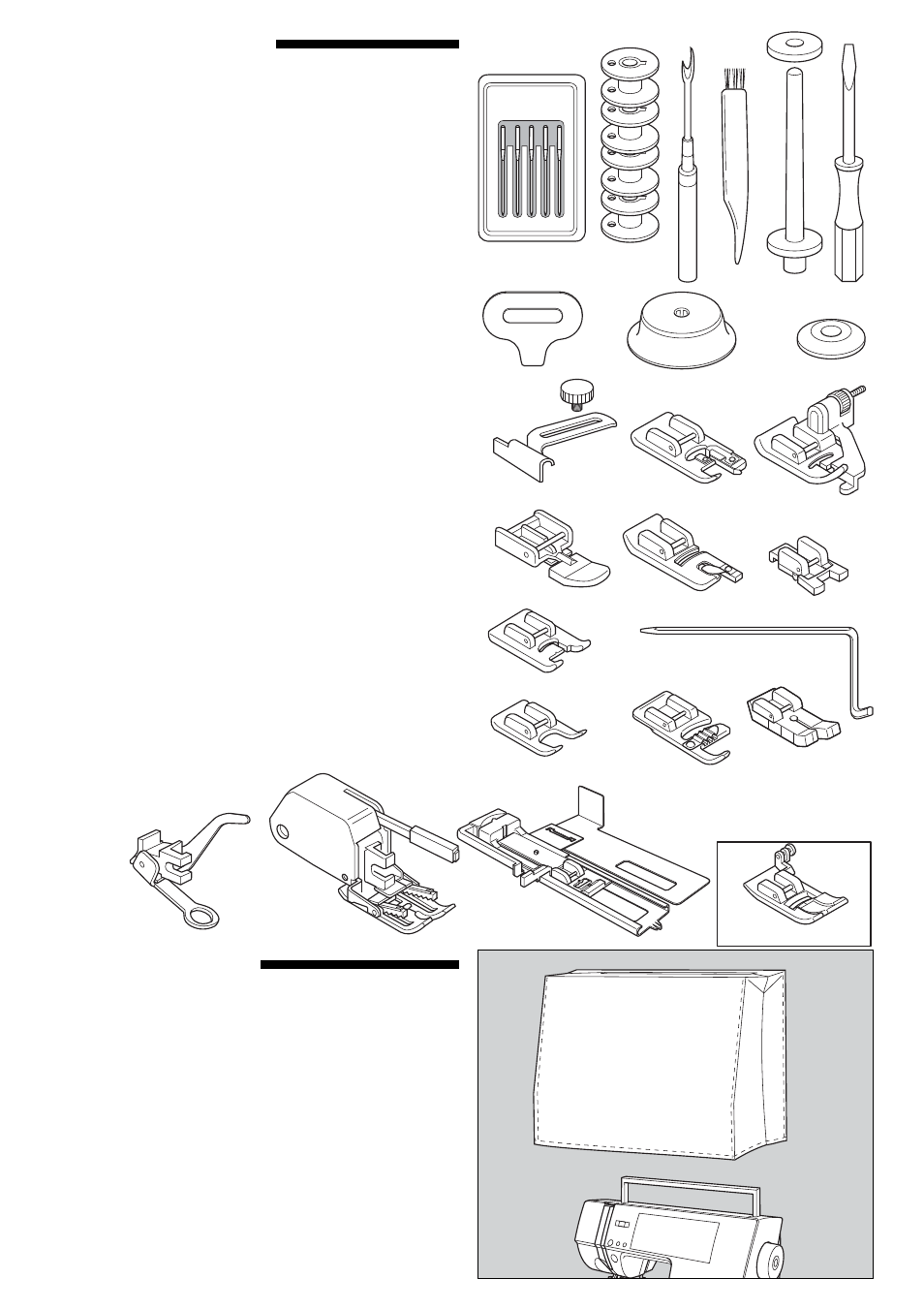 Accessories, Dust cover | SINGER 9985 QUANTUM STYLIST TOUCH User Manual | Page 12 / 108