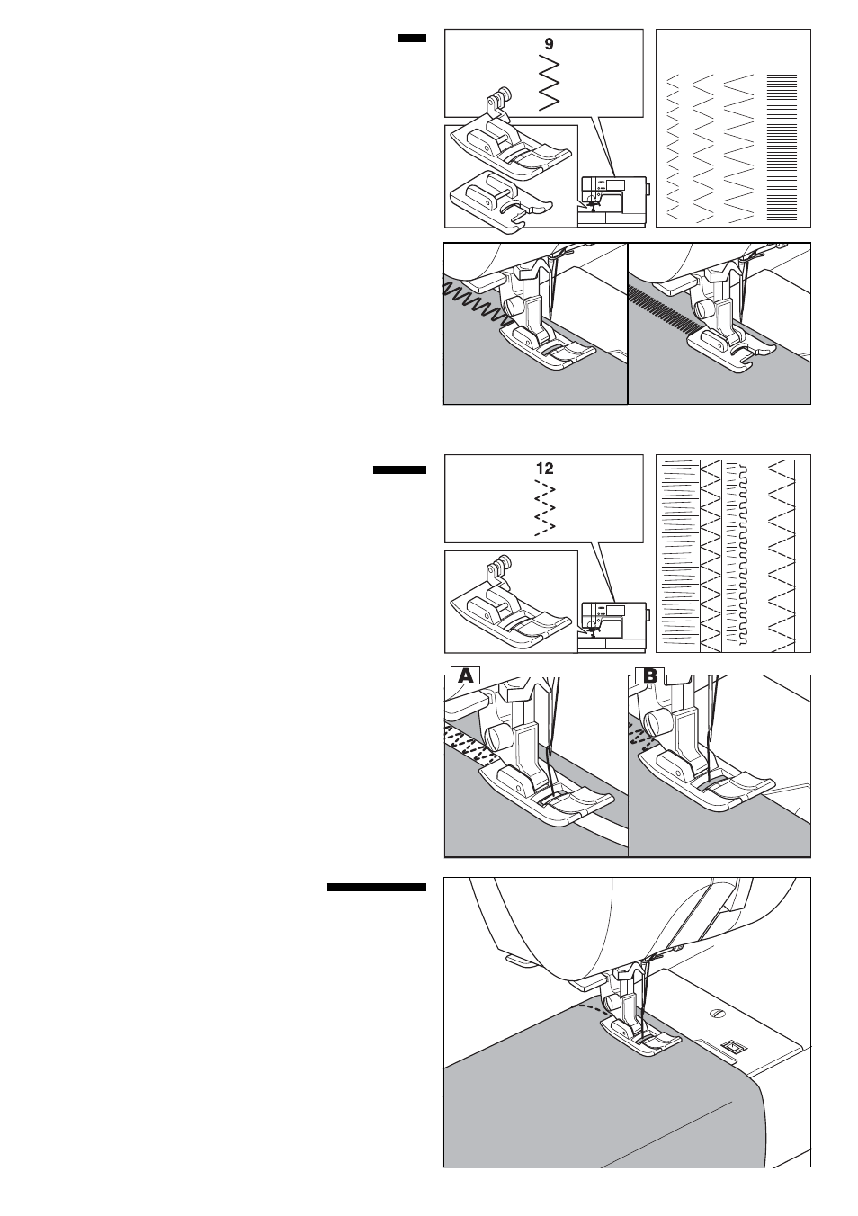 Zigzag stitch sewing, Free arm sewing, Multi-stitch zigzag | SINGER 9985 QUANTUM STYLIST TOUCH User Manual | Page 56 / 108