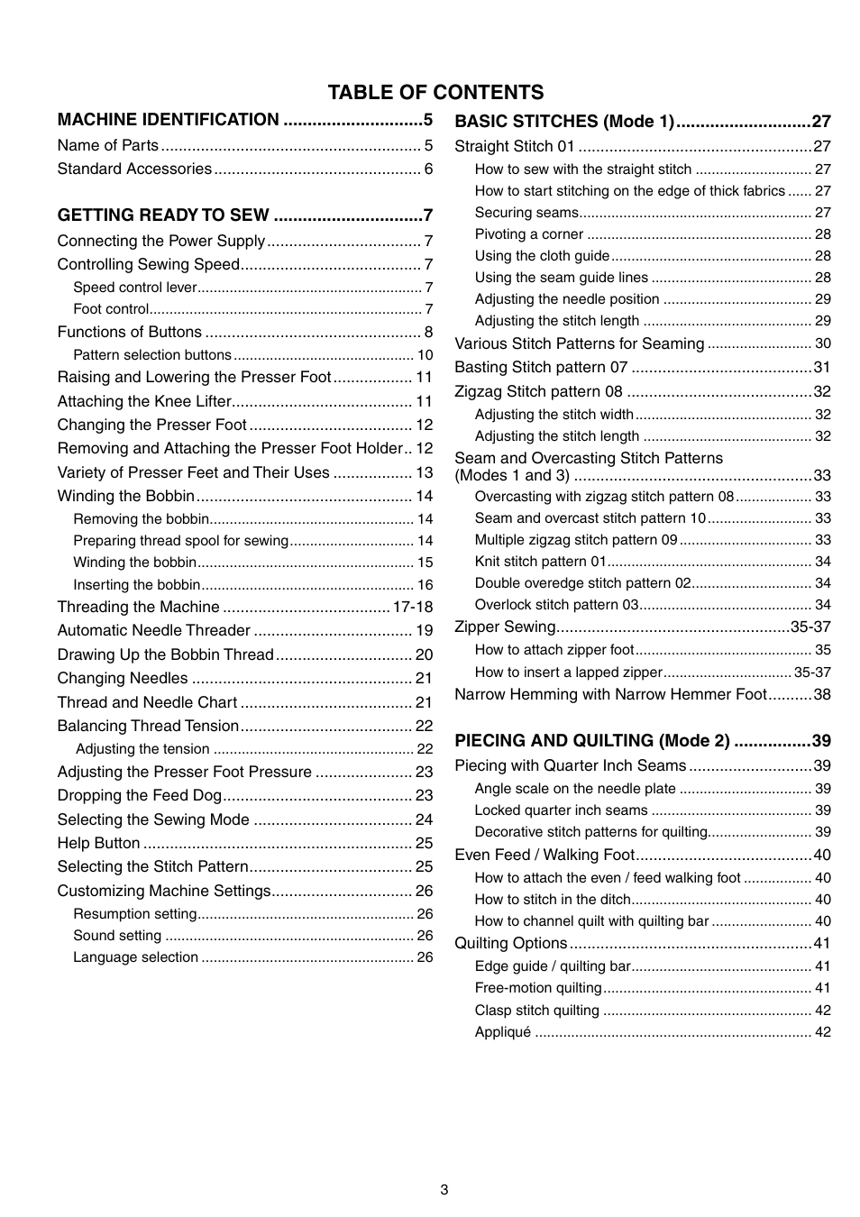 SINGER S18 STUDIO Instruction Manual User Manual | Page 3 / 75
