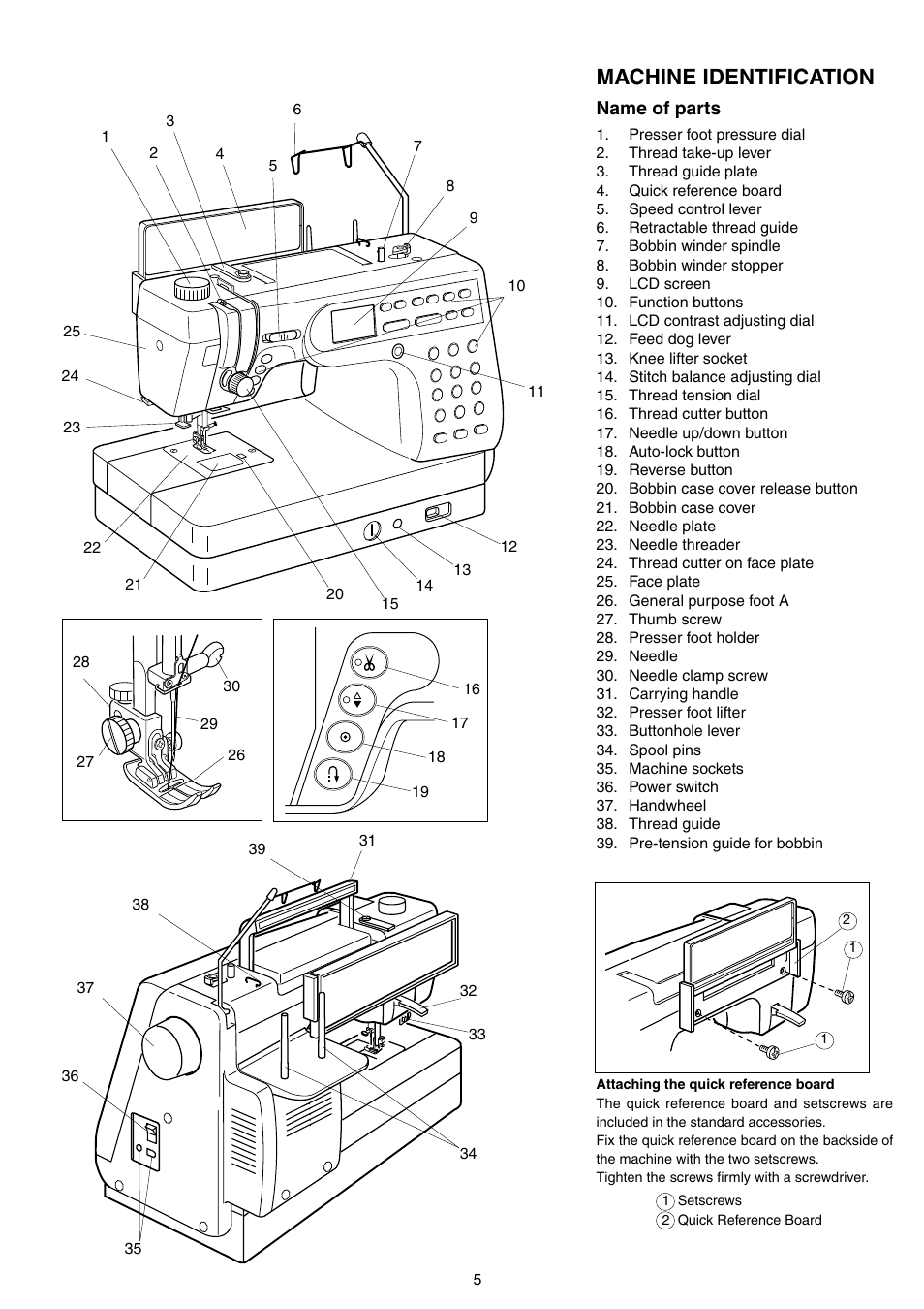 Machine identification | SINGER S18 STUDIO Instruction Manual User Manual | Page 5 / 75