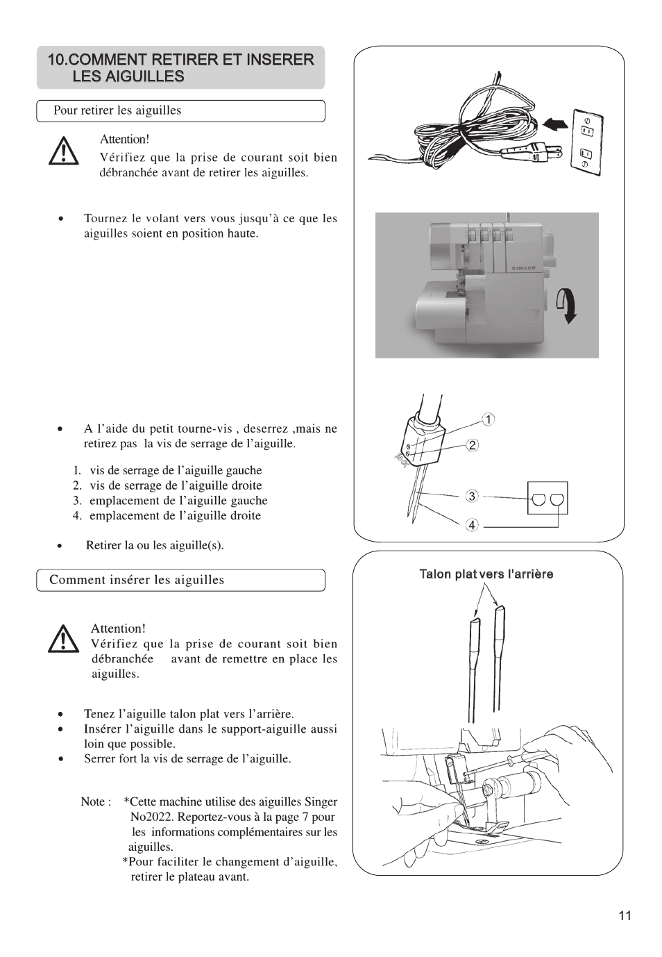 Т³гж 1, Comment retirer et inserer les aiguilles | SINGER 14SH764 Stylist Serger User Manual | Page 115 / 156