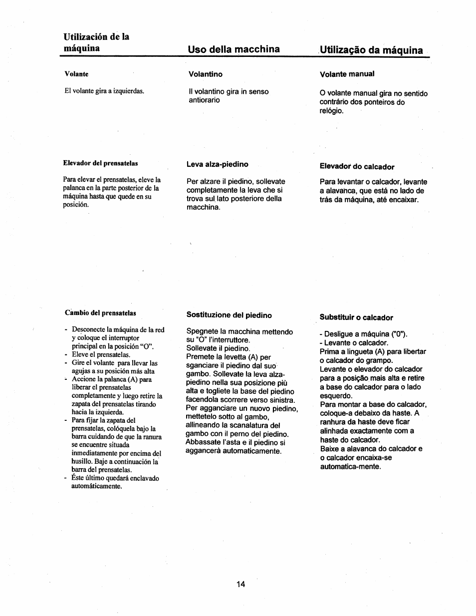 Uso della macchina, Utilizaqào da máquina | SINGER 14T948DS User Manual | Page 11 / 40