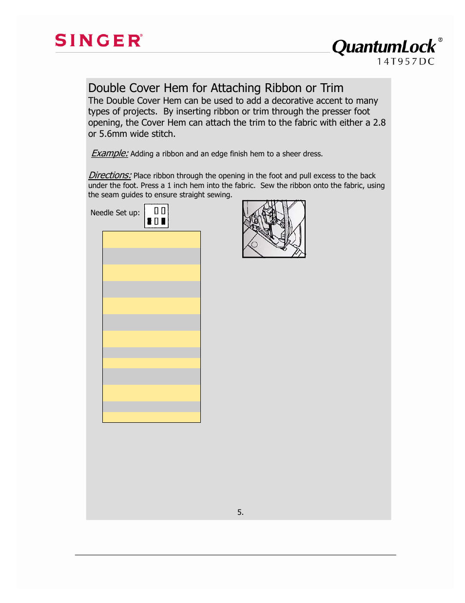 SINGER 14T957DC-WORKBOOK QuantumLock User Manual | Page 10 / 36