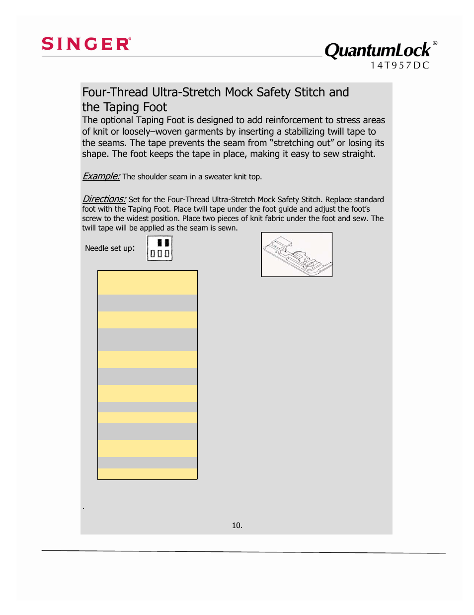 SINGER 14T957DC-WORKBOOK QuantumLock User Manual | Page 15 / 36