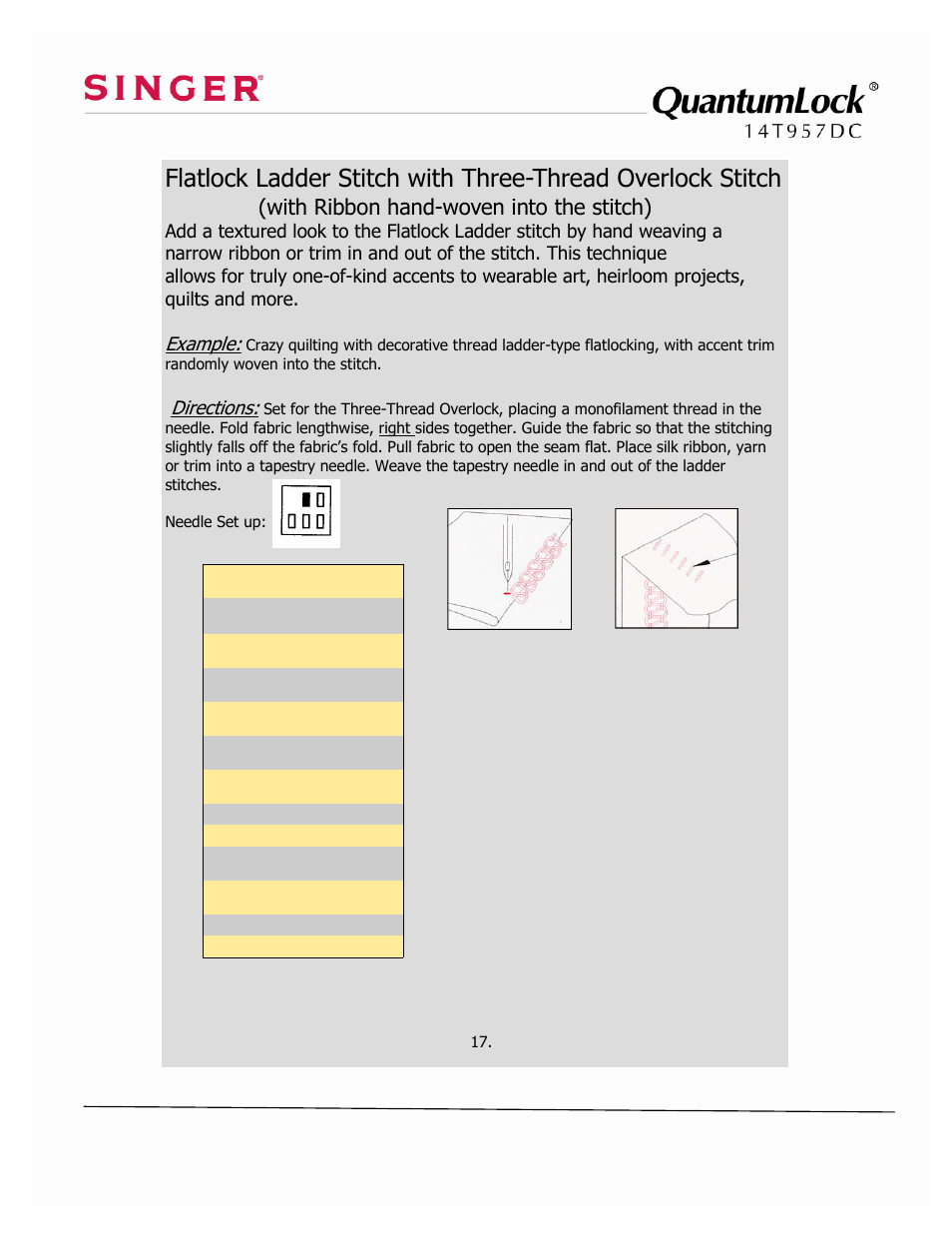 SINGER 14T957DC-WORKBOOK QuantumLock User Manual | Page 22 / 36