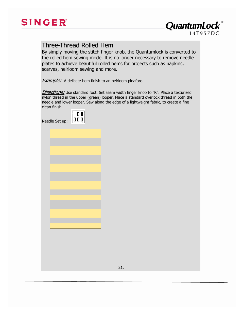 SINGER 14T957DC-WORKBOOK QuantumLock User Manual | Page 26 / 36