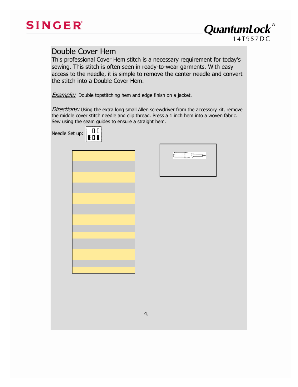 SINGER 14T957DC-WORKBOOK QuantumLock User Manual | Page 9 / 36