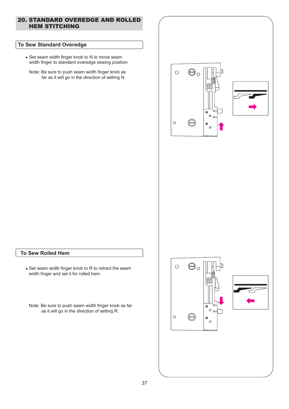 Standard overedge and rolled hem stitching | SINGER 14T967DC QUANTUMLOCK User Manual | Page 38 / 72