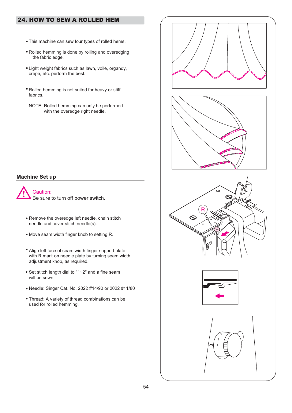 How to sew a rolled hem | SINGER 14T967DC QUANTUMLOCK User Manual | Page 55 / 72