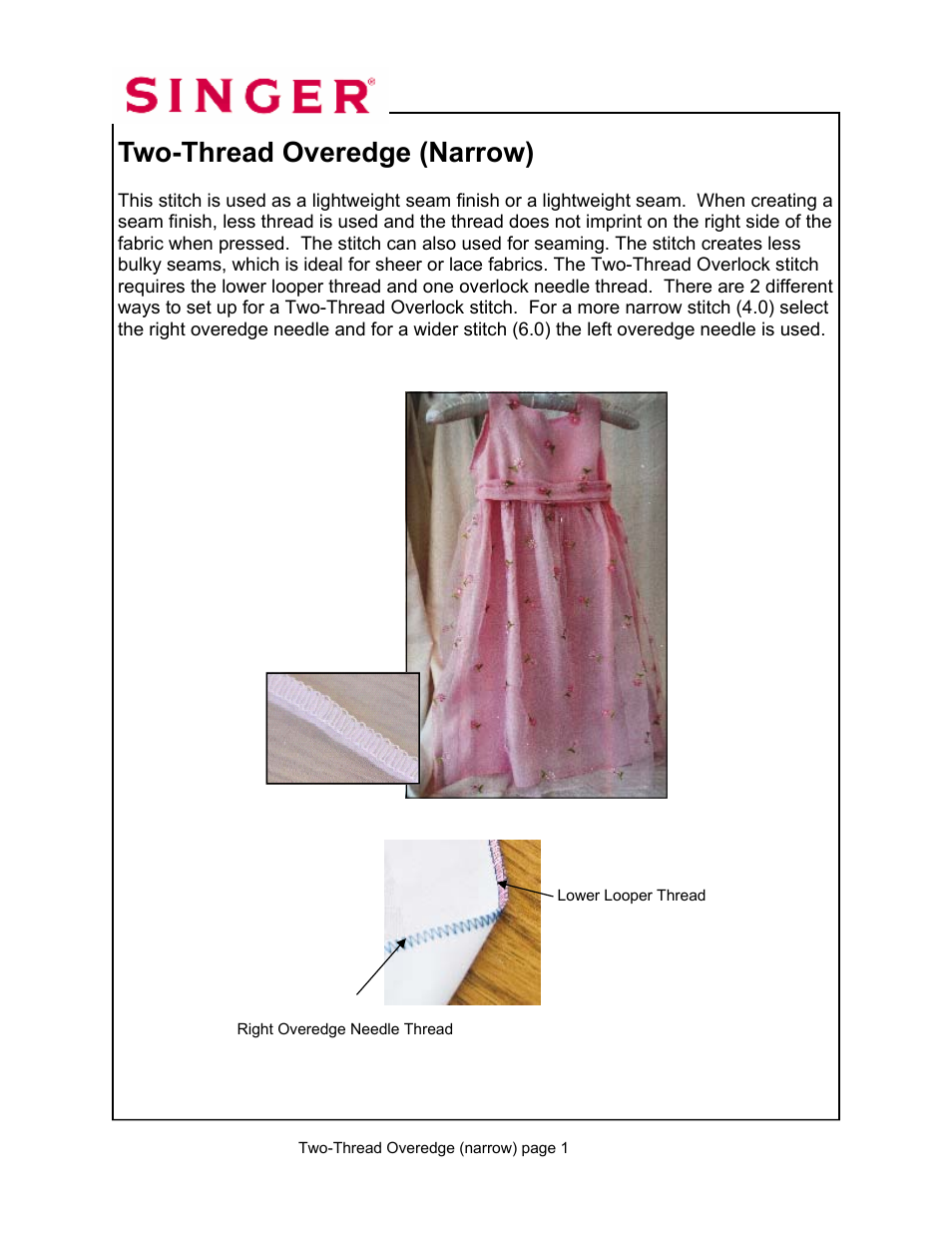 Two-thread overedge (narrow) | SINGER 14T967DC-WORKBOOK QUANTUMLOCK User Manual | Page 32 / 230