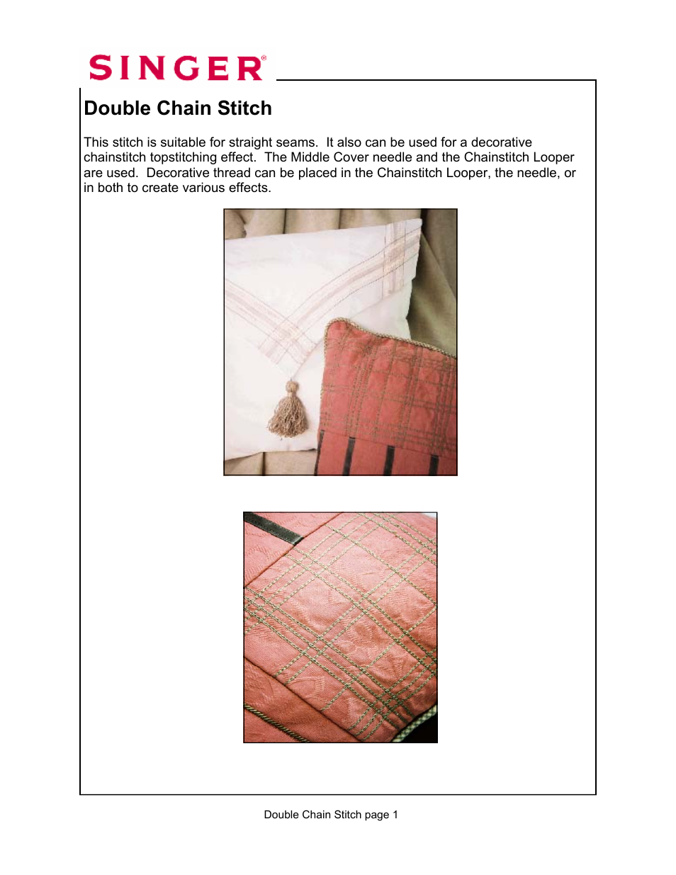 Double chain stitch | SINGER 14T967DC-WORKBOOK QUANTUMLOCK User Manual | Page 5 / 230