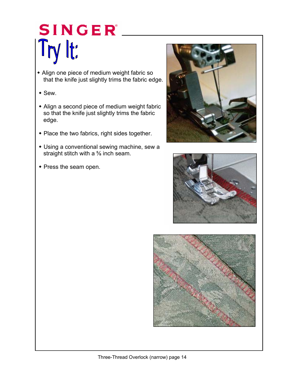 SINGER 14T967DC-WORKBOOK QUANTUMLOCK User Manual | Page 61 / 230