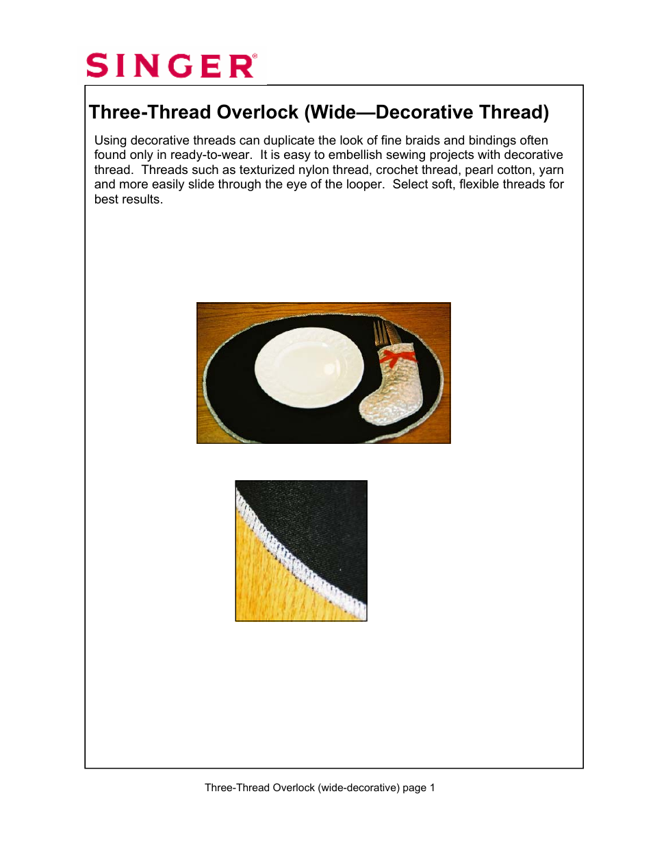 Three-thread overlock (wide—decorative thread) | SINGER 14T967DC-WORKBOOK QUANTUMLOCK User Manual | Page 67 / 230