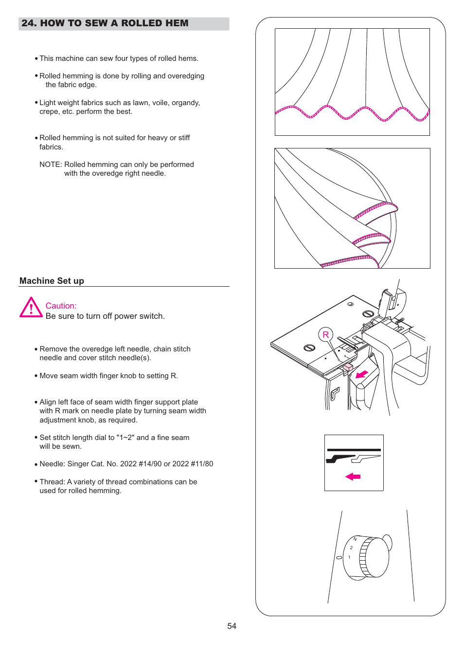 How to sew a rolled hem | SINGER 14T968DC User Manual | Page 55 / 74