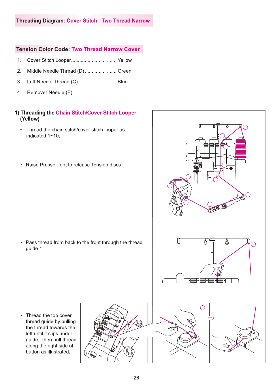 Tension color code: two thread narrow cover | SINGER 14T970C User Manual | Page 27 / 57