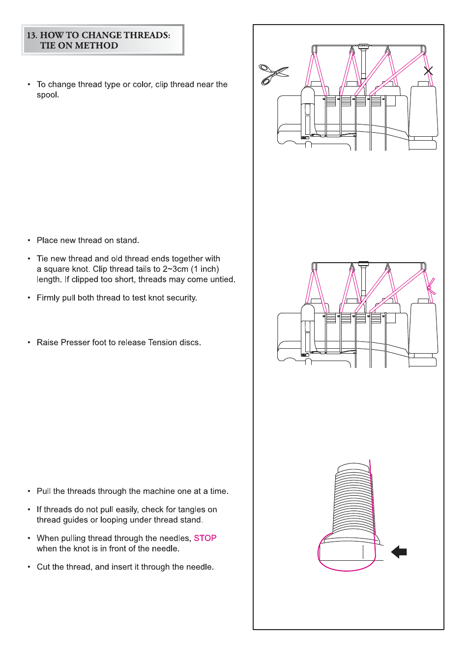 Howto change threads: tie on method | SINGER 14T970C User Manual | Page 47 / 57