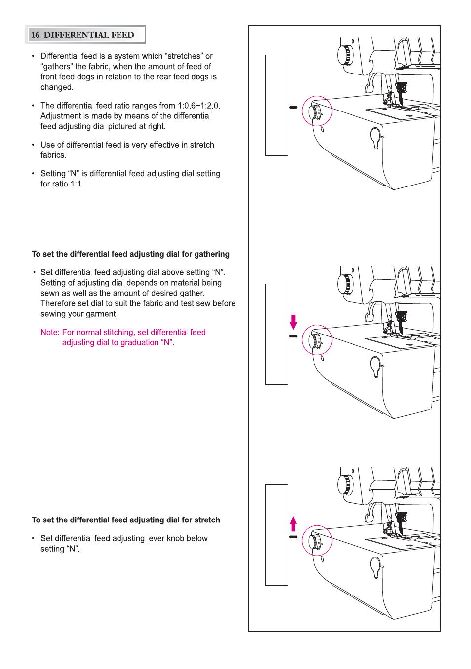 Differential feed | SINGER 14T970C User Manual | Page 49 / 57