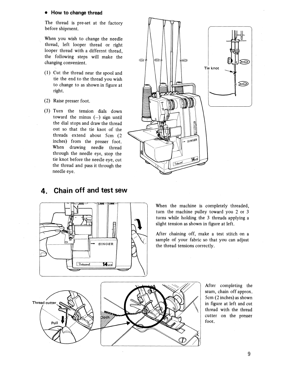 Chain off and test sew | SINGER 14U22 User Manual | Page 11 / 24