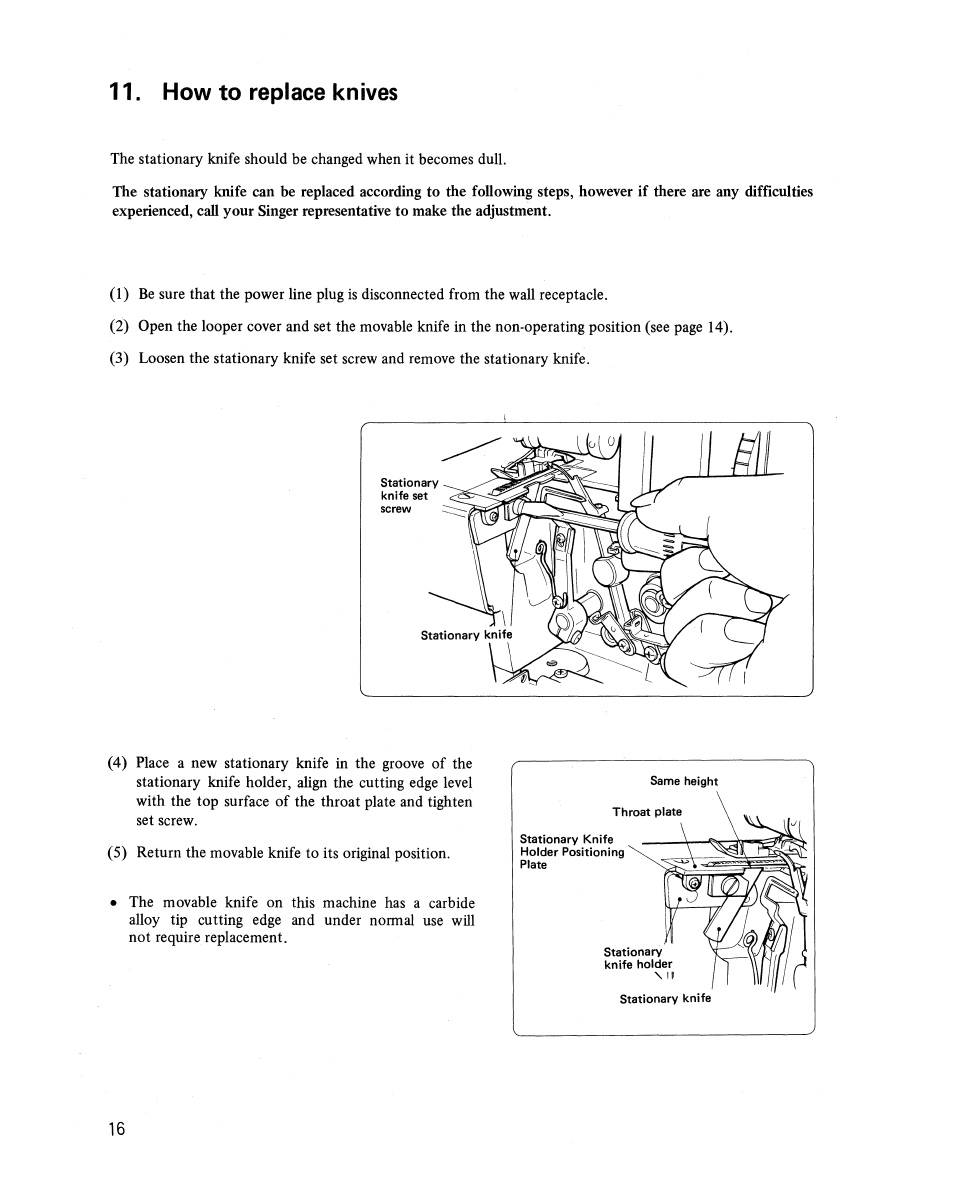 How to replace knives | SINGER 14U22 User Manual | Page 18 / 24