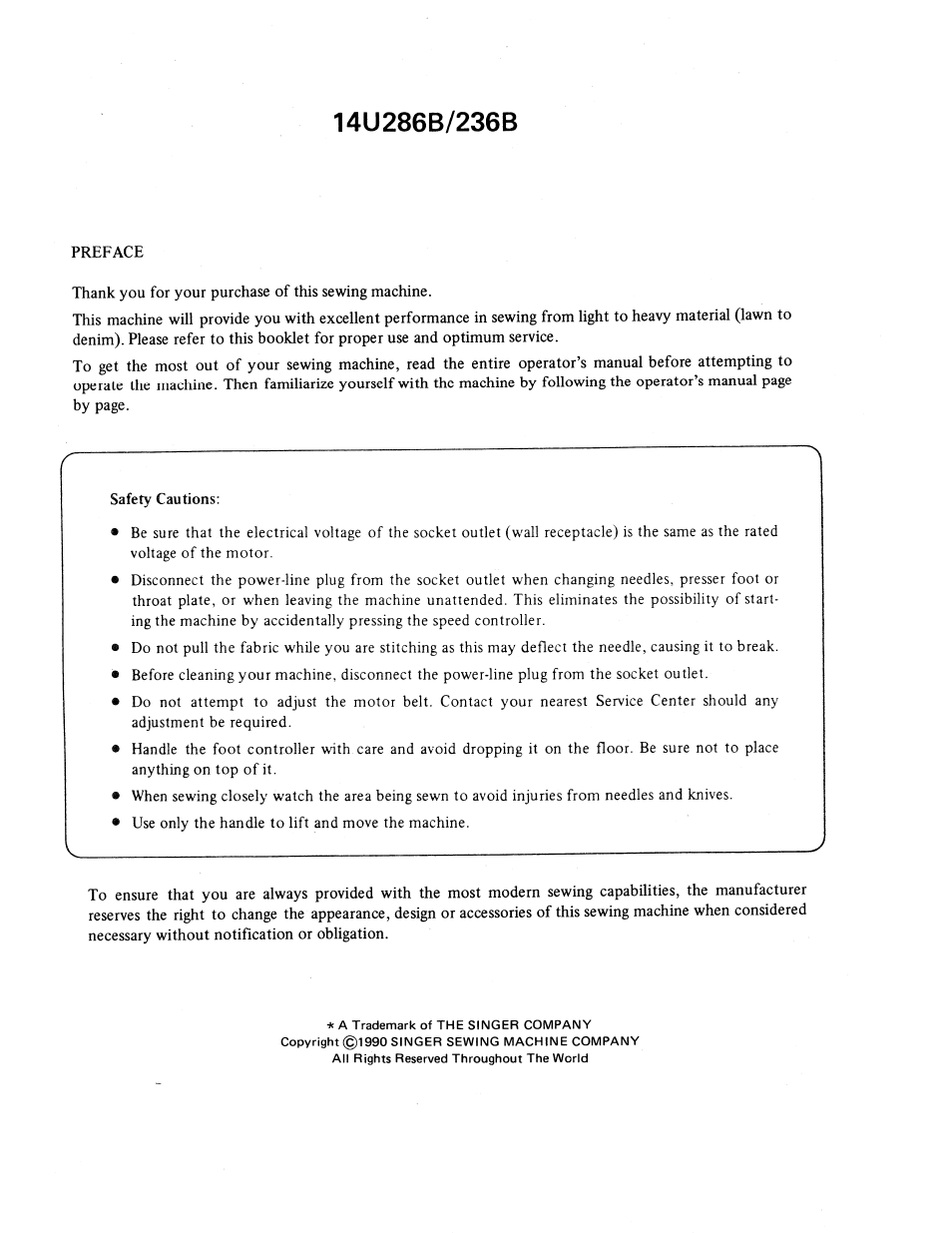 14u286b/236b | SINGER 14U236B User Manual | Page 2 / 40