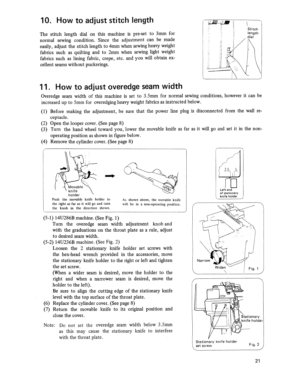 How to adjust stitch length, How to adjust overedge seam width | SINGER 14U236B User Manual | Page 23 / 40