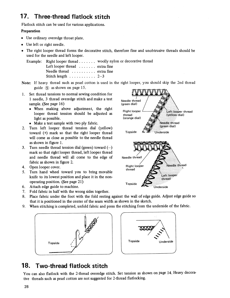 Two-thread flatlock stitch, Three-thread flatlock stitch | SINGER 14U236B User Manual | Page 30 / 40