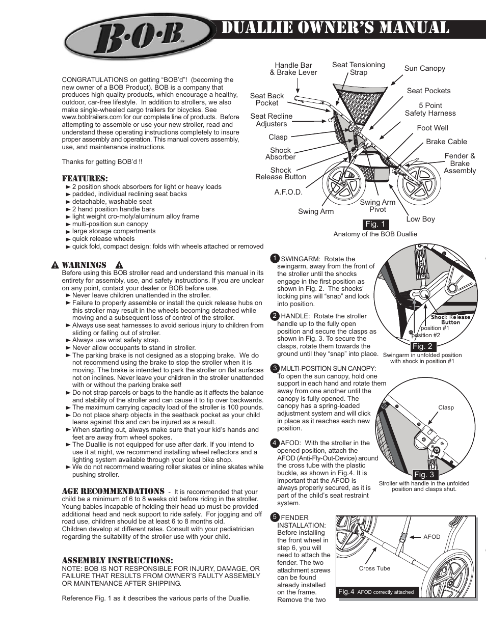 BOB Duallie User Manual | 4 pages