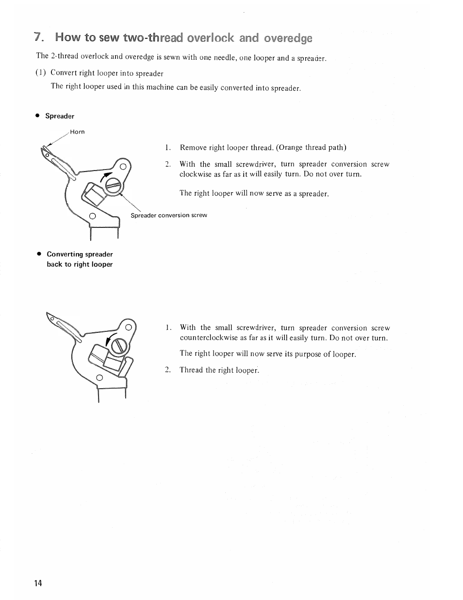 How to sew two“thread overlook and overedge, How to sew two-thread overlock and overedge | SINGER 14U285B User Manual | Page 16 / 48