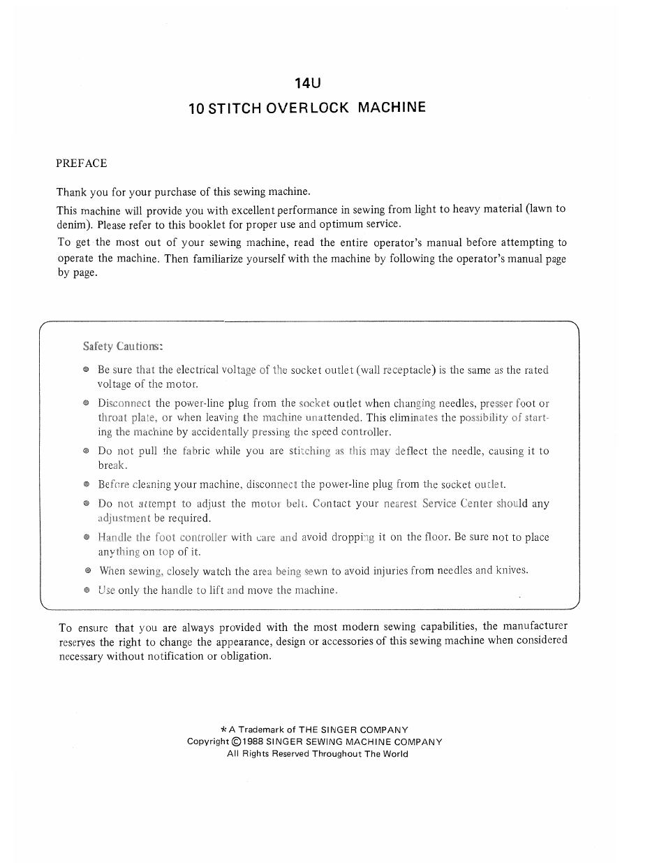 14u 10 stitch overlook machine | SINGER 14U285B User Manual | Page 2 / 48