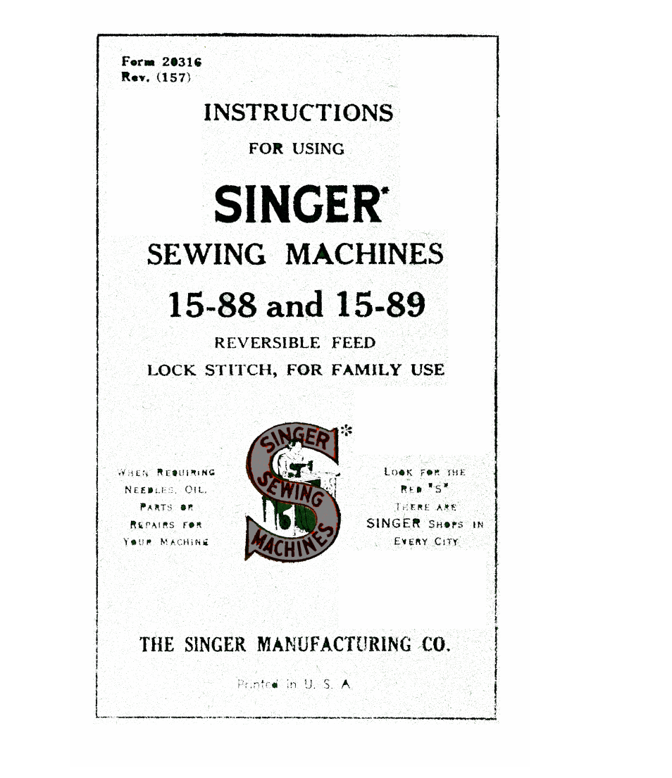 SINGER 15-90 User Manual | 68 pages