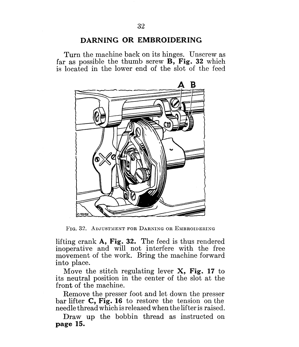 Darning or embroidering | SINGER 15-90 User Manual | Page 34 / 68