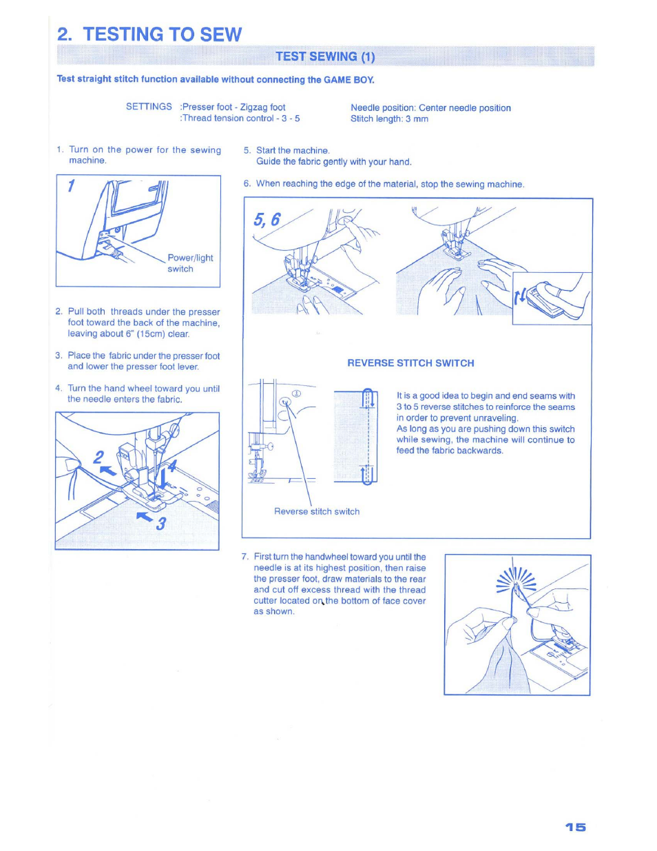 Testing to sew | SINGER 1500 Izek User Manual | Page 17 / 70