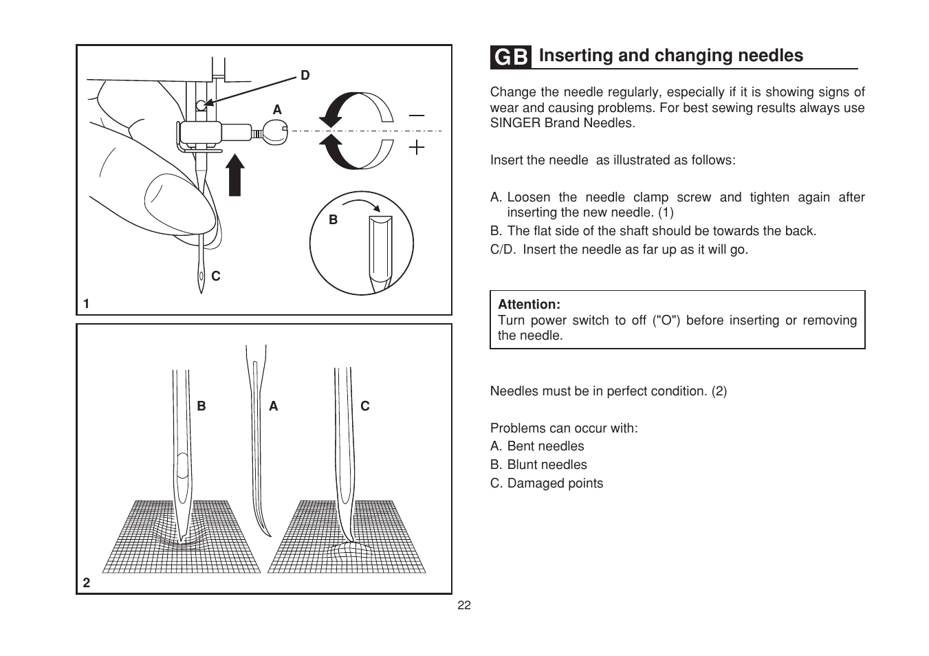 Inserting and changing needles | SINGER 1507WC User Manual | Page 29 / 88