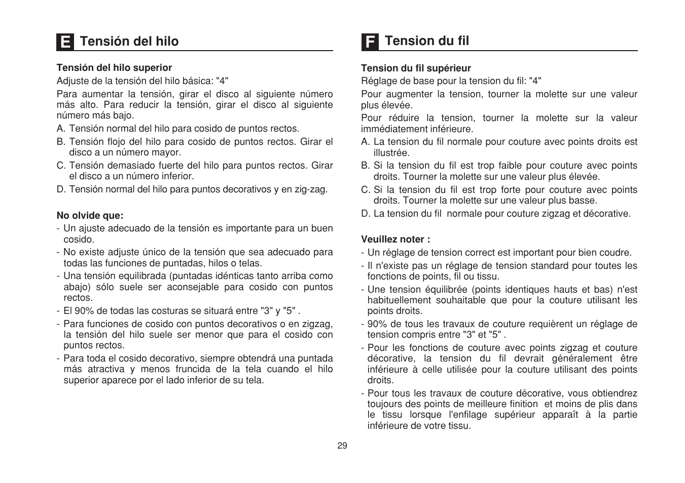 Tensión del hilo, Tension du fil | SINGER 1507WC User Manual | Page 36 / 88