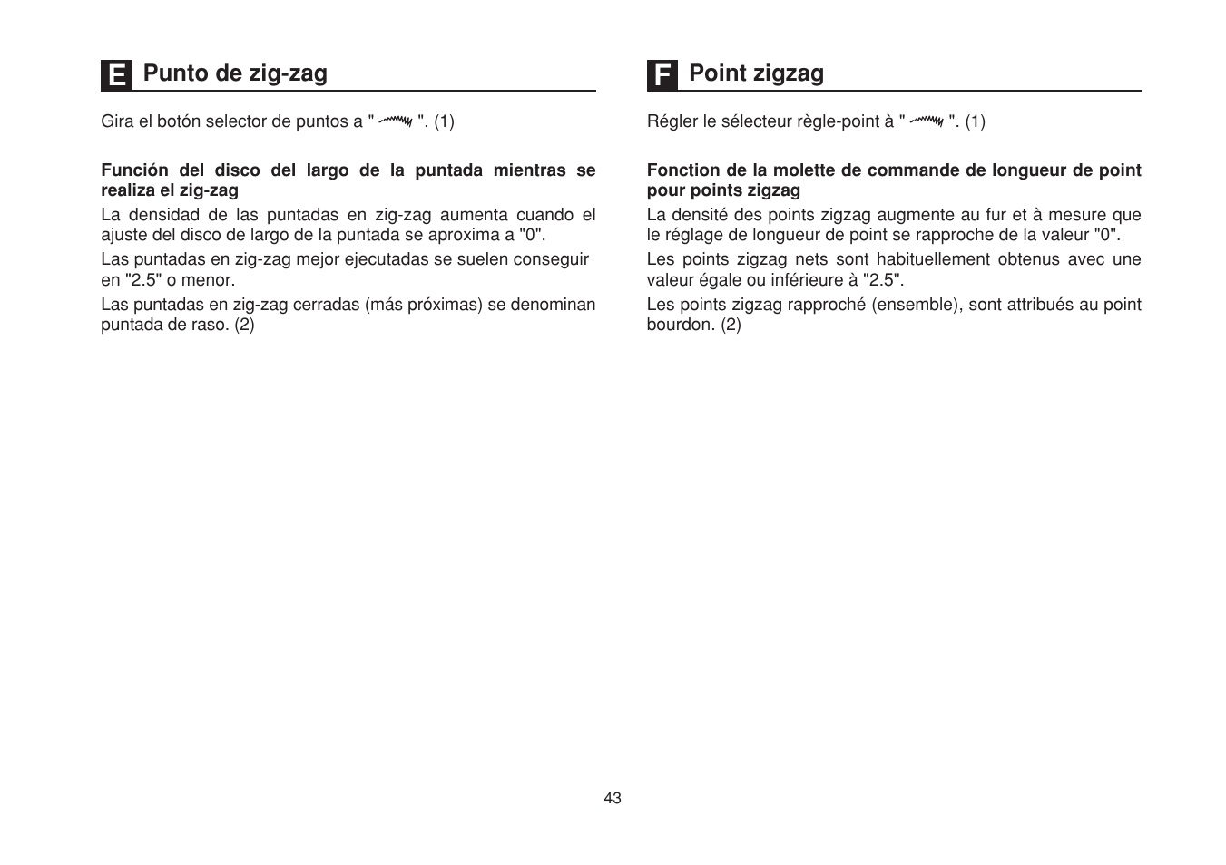 Punto de zig-zag, Point zigzag | SINGER 1507WC User Manual | Page 50 / 88