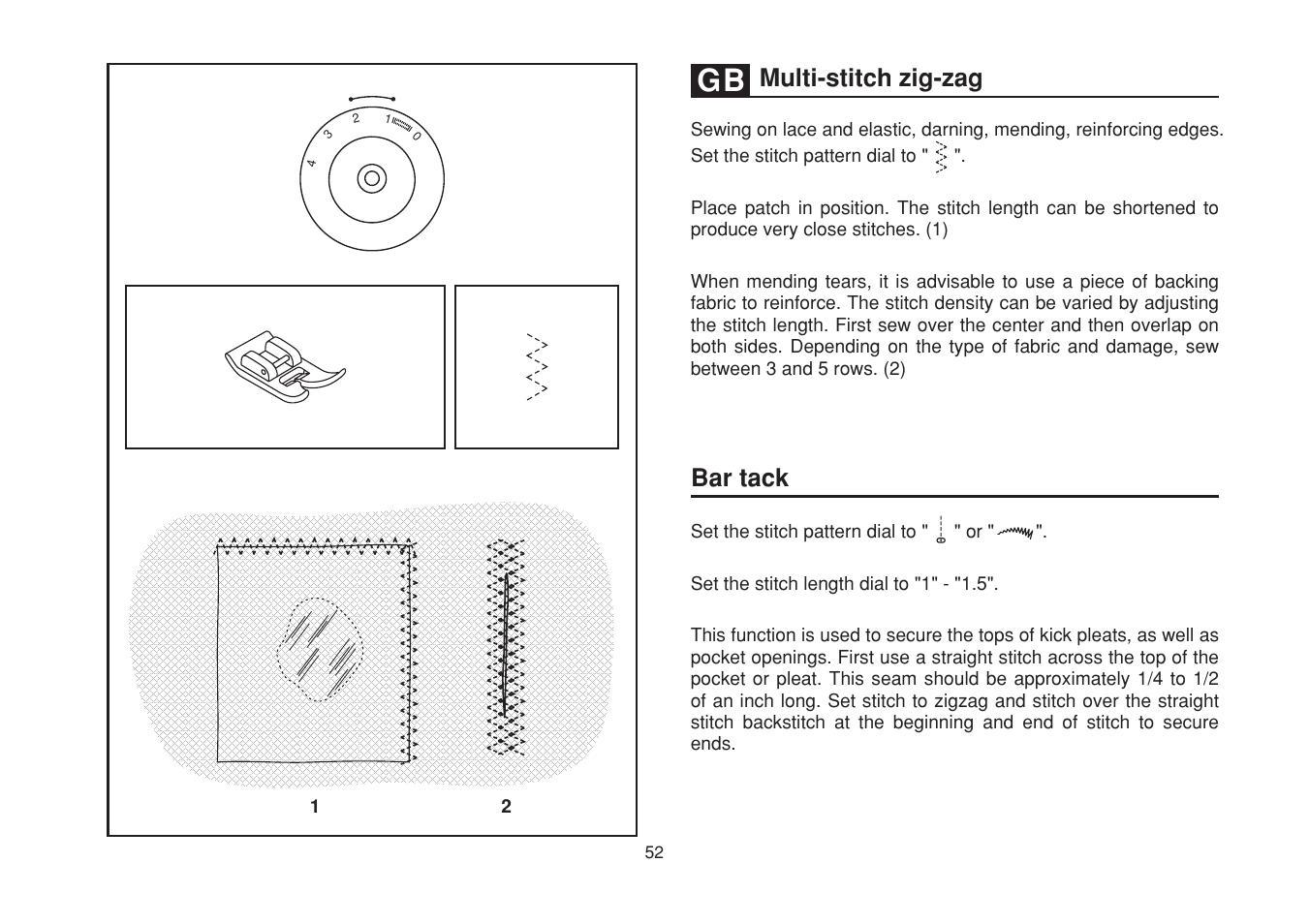 Multi-stitch zig-zag, Bar tack | SINGER 1507WC User Manual | Page 59 / 88