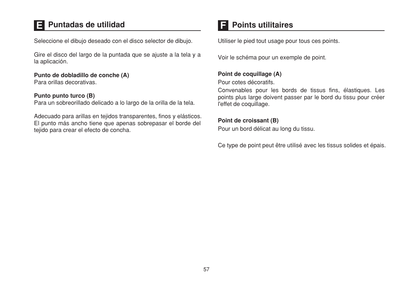 Puntadas de utilidad points utilitaires | SINGER 1507WC User Manual | Page 64 / 88