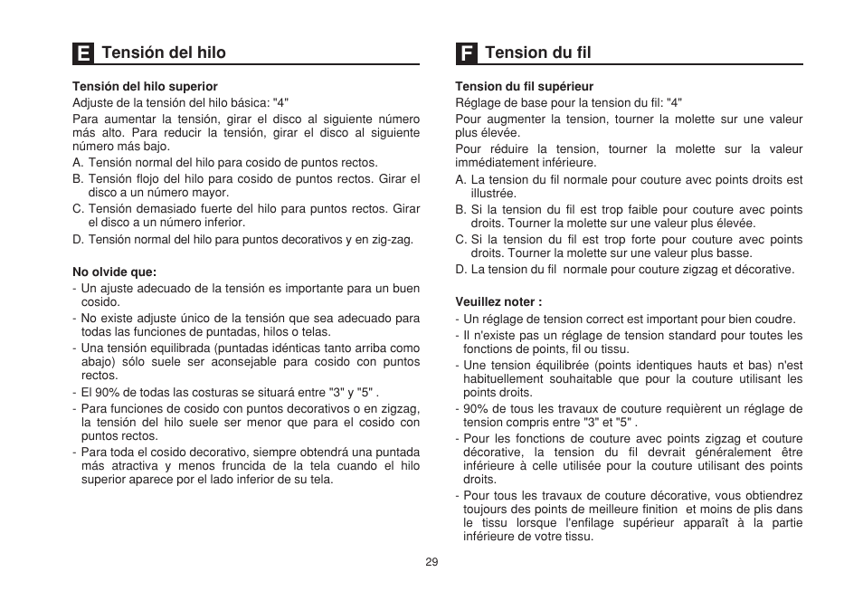 Tensión del hilo, Tension du fil | SINGER 1507 User Manual | Page 36 / 88