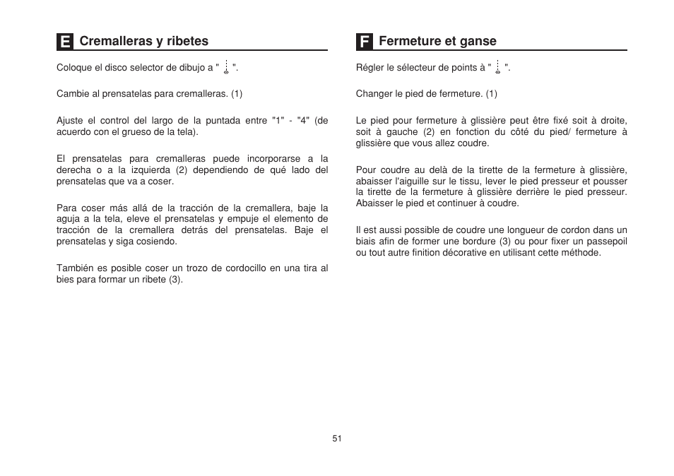 Cremalleras y ribetes, Fermeture et ganse | SINGER 1507 User Manual | Page 58 / 88