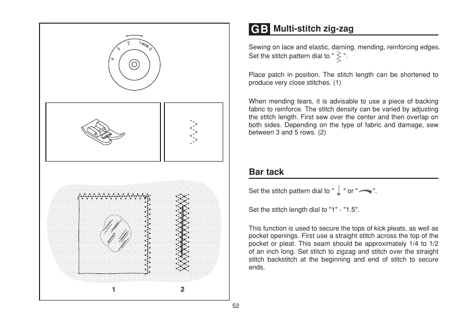 Multi-stitch zig-zag, Bar tack | SINGER 1507 User Manual | Page 59 / 88