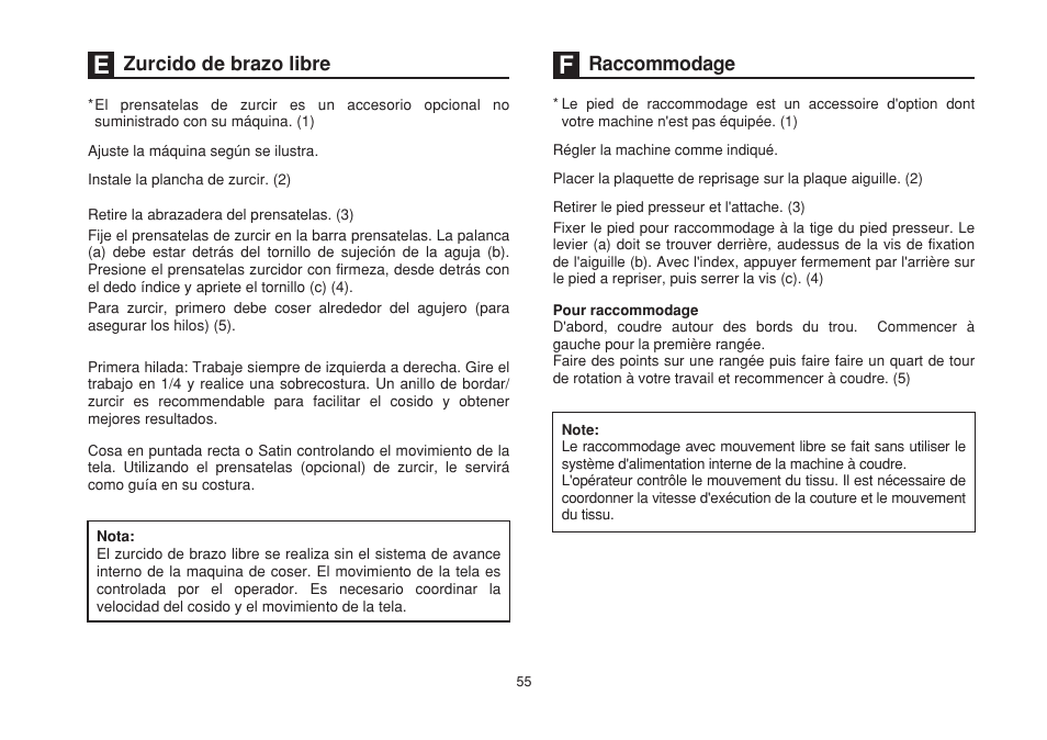 Zurcido de brazo libre, Raccommodage | SINGER 1507 User Manual | Page 62 / 88