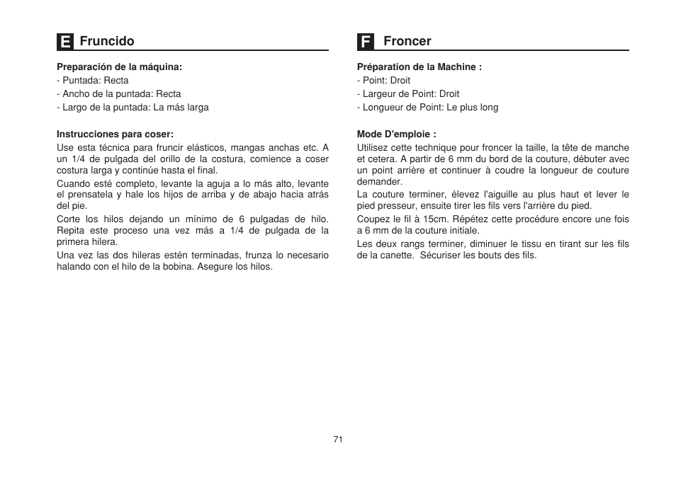 Fruncido froncer | SINGER 1507 User Manual | Page 78 / 88