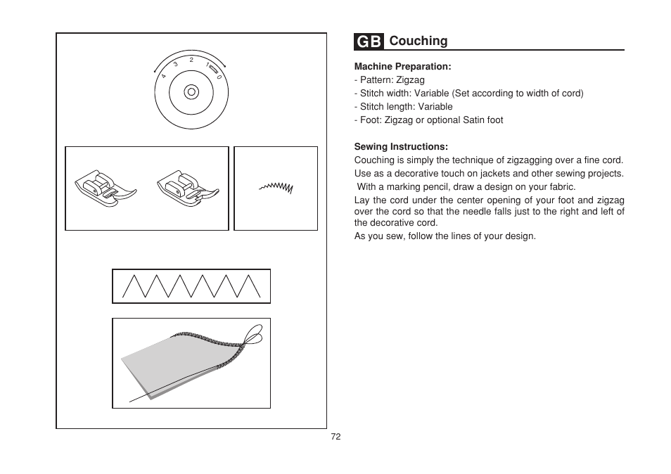 Couching | SINGER 1507 User Manual | Page 79 / 88