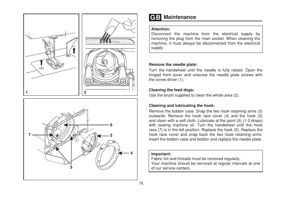 Maintenance | SINGER 1507 User Manual | Page 83 / 88
