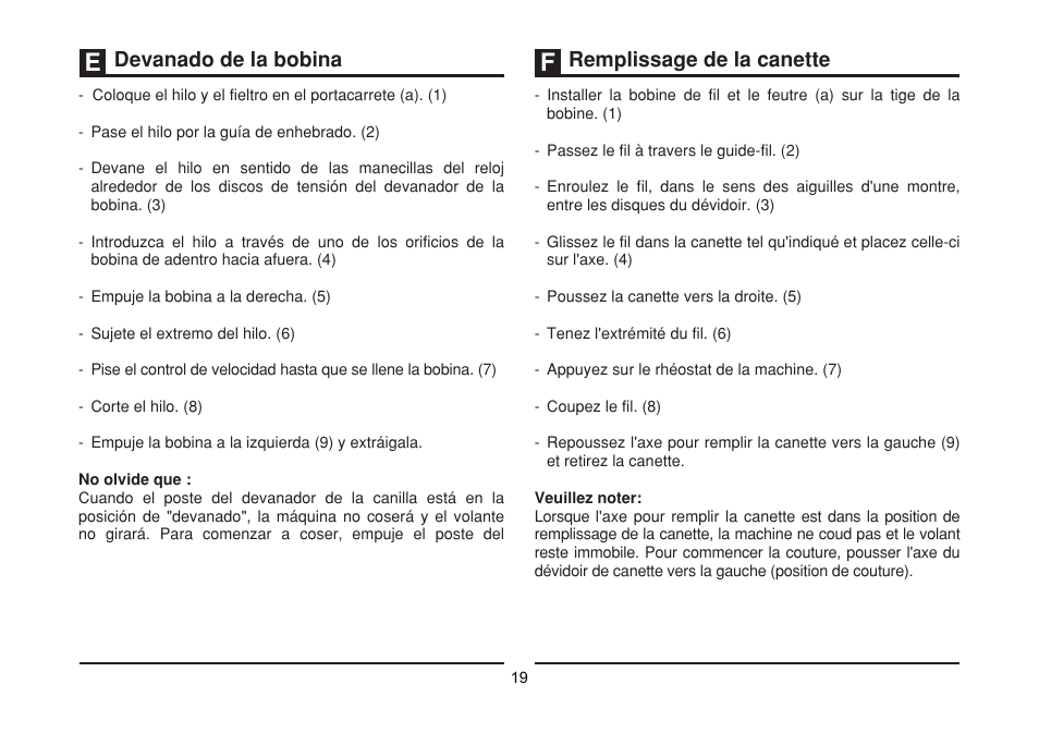 Devanado de la bobina remplissage de la canette | SINGER 1512 PROMISE II Instruction Manual User Manual | Page 19 / 59