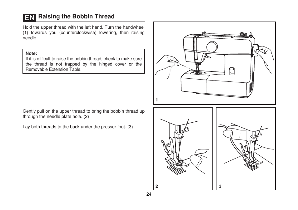 Raising the bobbin thread | SINGER 1512 PROMISE II Instruction Manual User Manual | Page 24 / 59